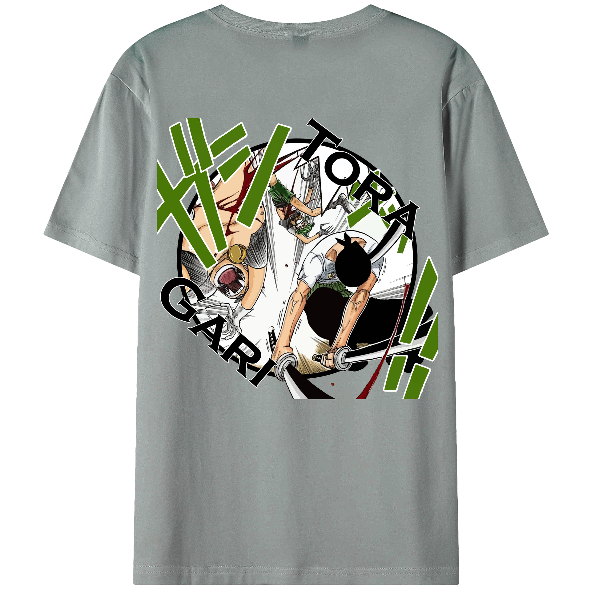 ワンピース ロロノア・ゾロ ONE PIECE Roronoa Zoro 綿100％ メンズ半袖Tシャツ（バックプリント） 通気性